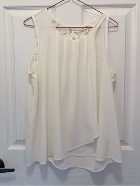 Monteau Cream Sleeveless Lace-Back Camisole